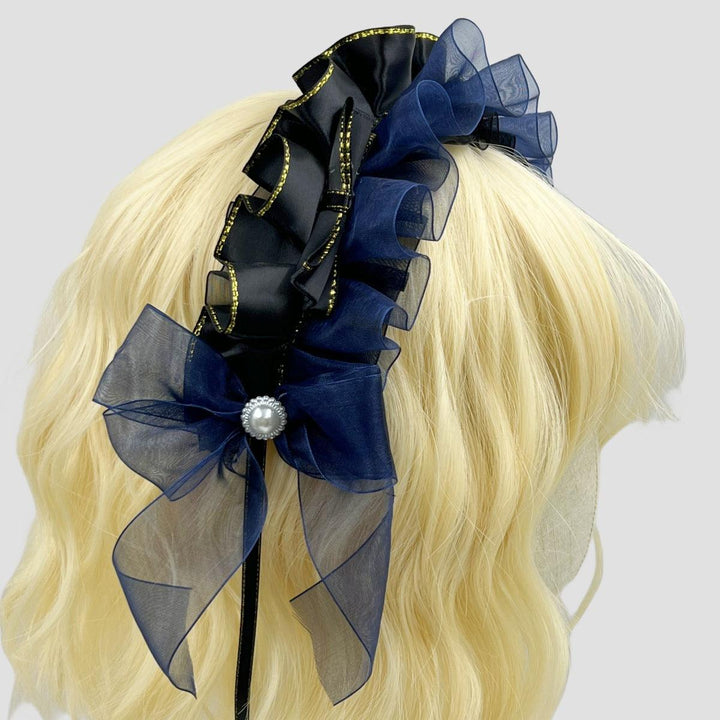 black and blue lolita headpiece gothic hair band