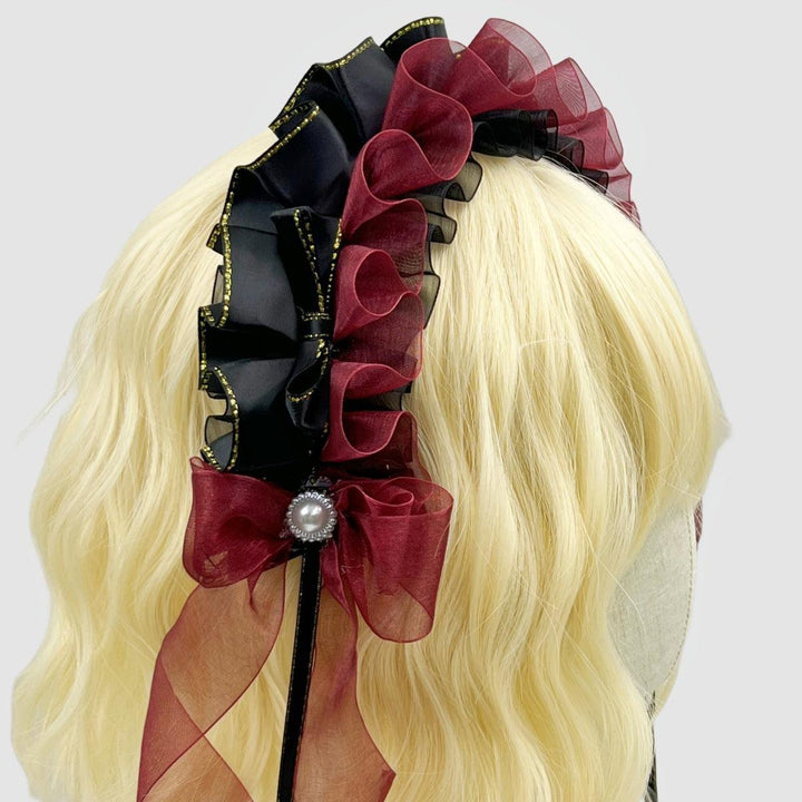 black and red lolita headpiece gothic hair band