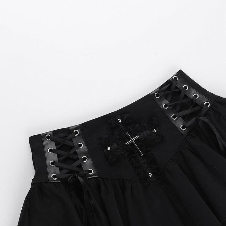 black punk cross pendant mini skirt