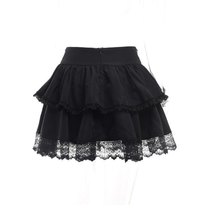 details of a black punk short gothic dress