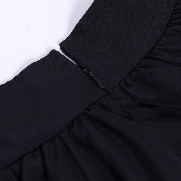 details of a black punk short gothic dress