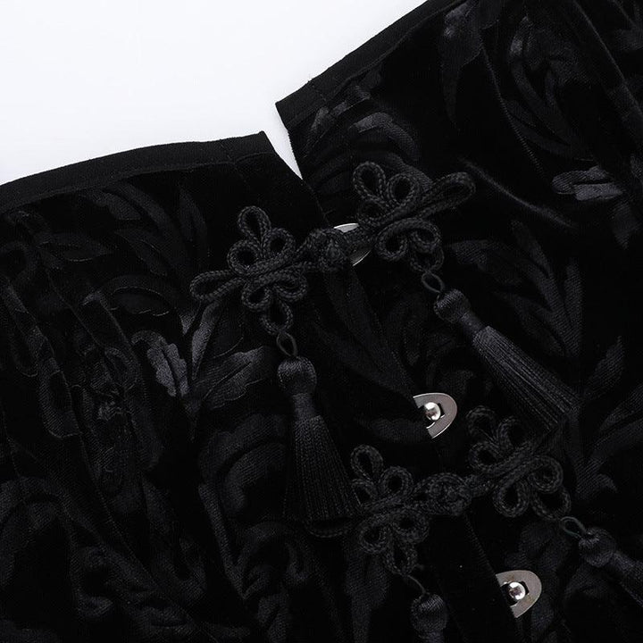 details of a black sexy goth outfit necklace sleeveless tank