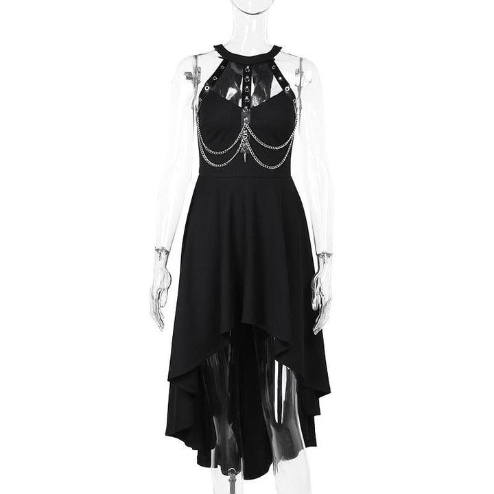 details of a black sexy gothic formal dress
