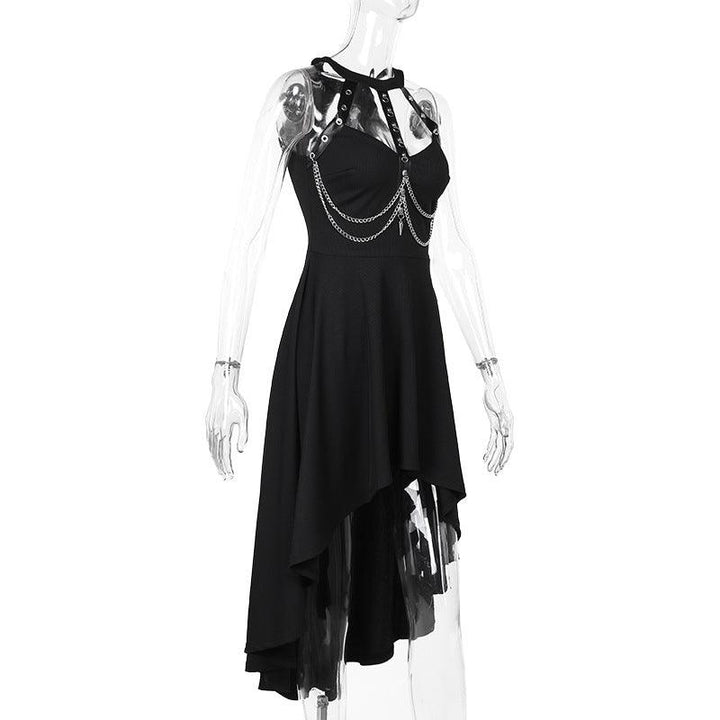 details of a black sexy gothic formal dress