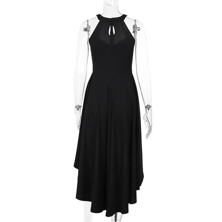 details of a black sexy gothic formal dress