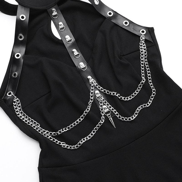details of a black sexy gothic formal dress