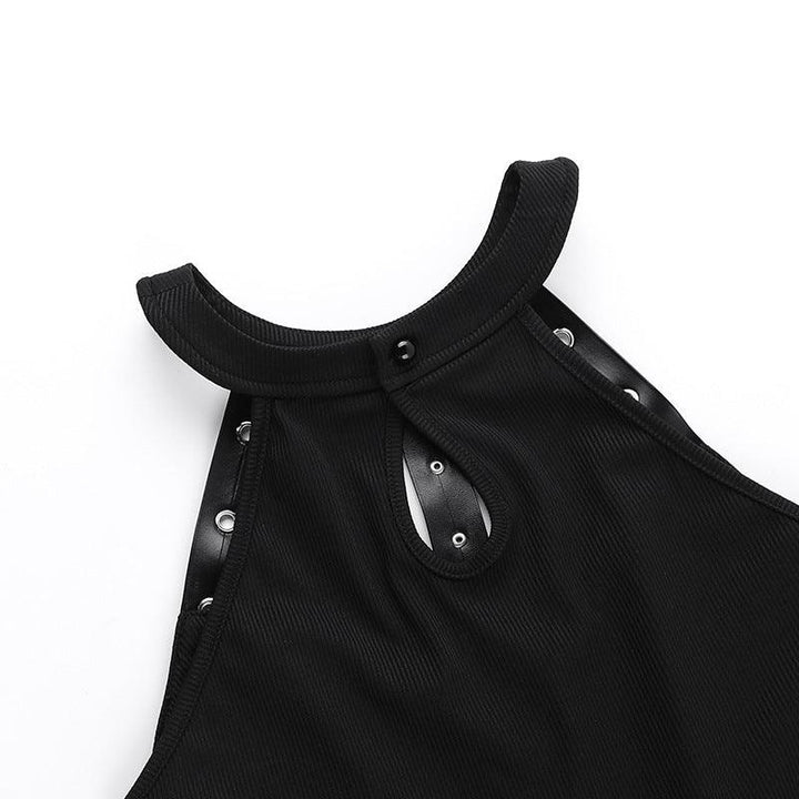 details of a black sexy gothic formal dress