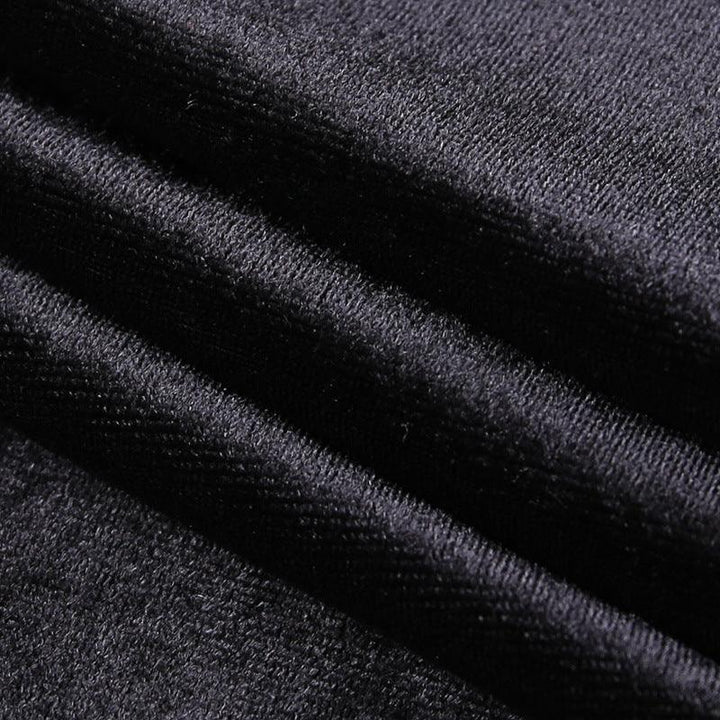 details of a black sexy gothic velvet half body long dress