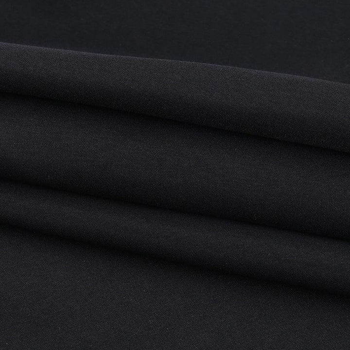 detailds of a black sleeveless lolita corset long dress