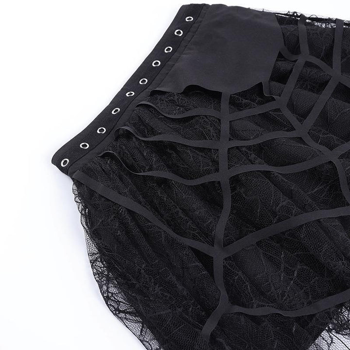 details of a black steampunk gothic half body dress