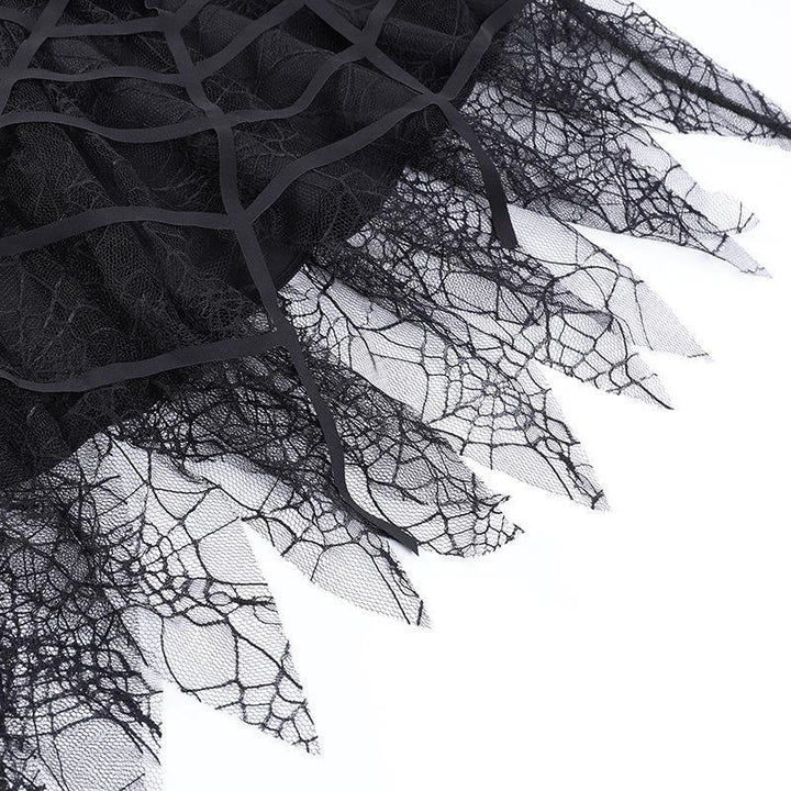 details of a black steampunk gothic half body dress