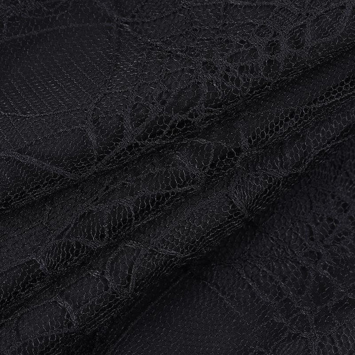 details of a black steampunk gothic half body dress