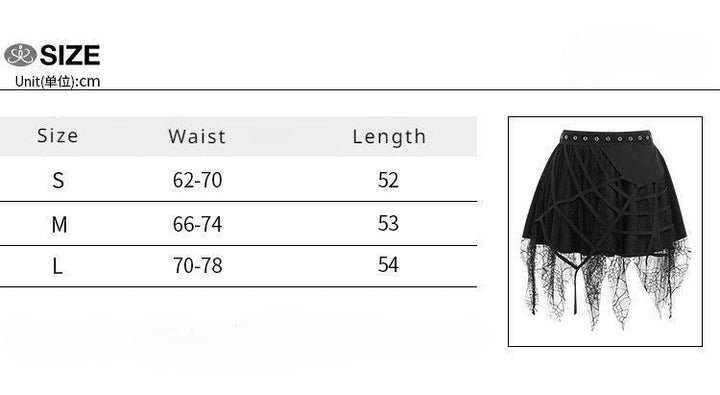 size chart of a black steampunk gothic half body dress