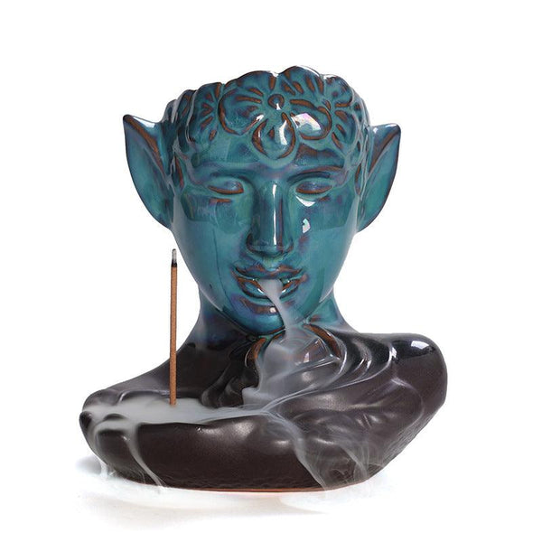 blue fairy zen tiny garden backflow incense burner holder