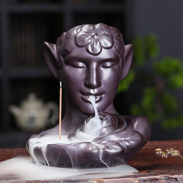 fairy zen tiny garden backflow incense burner holder on the table