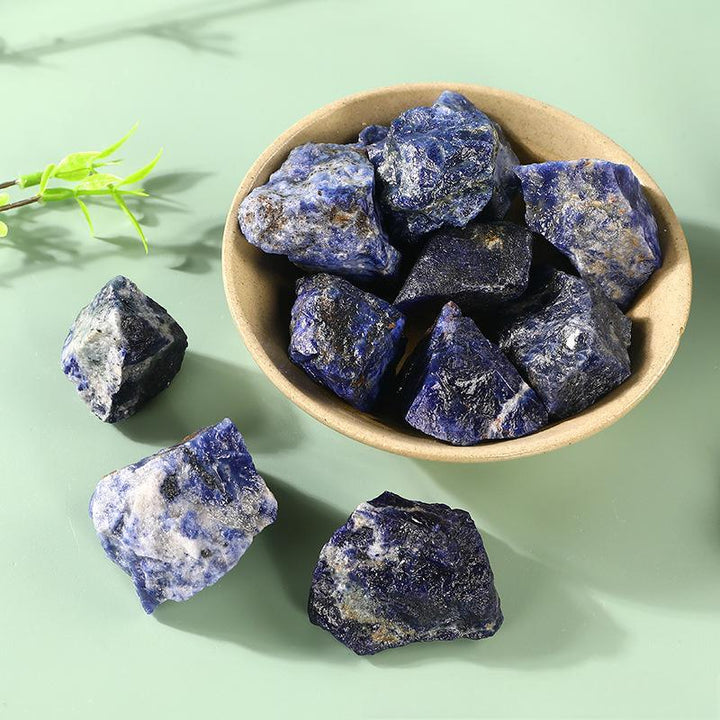 blue veins stone crystal raw healing stone on the table