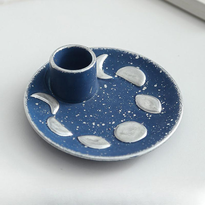 blue ceramic incense burner base burning tray