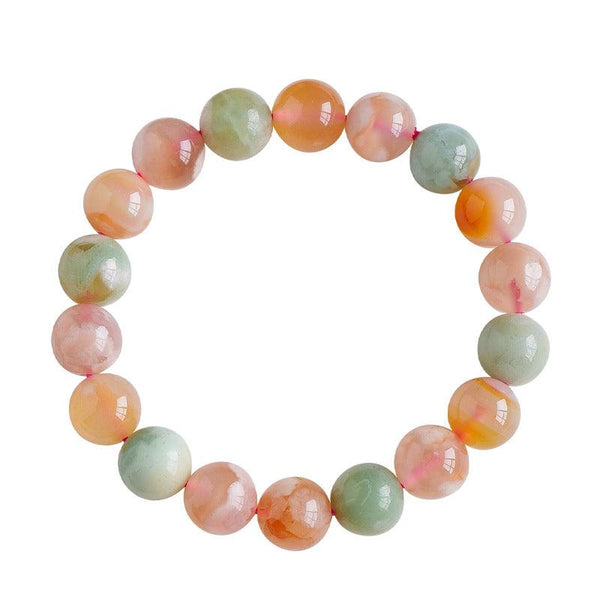 cherry blossom agate round bead crystal bracelet