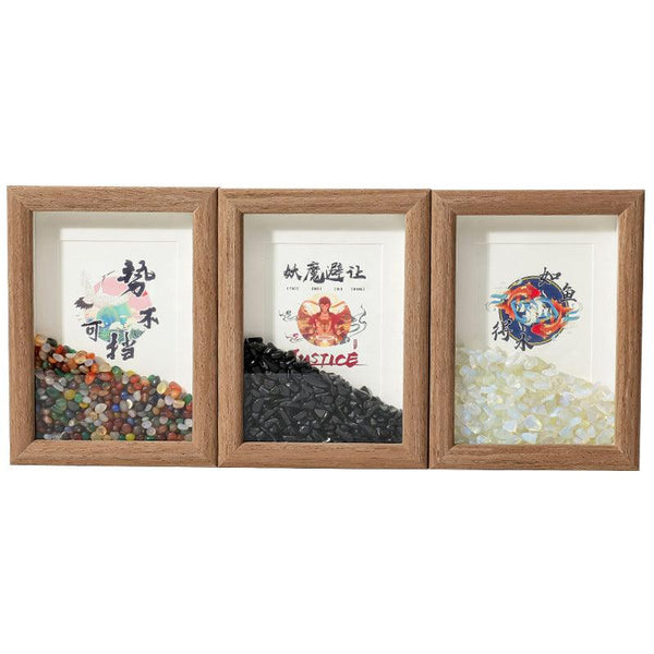 chinese feng shui crystal frame with calligraphy art