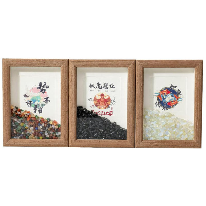chinese feng shui crystal frame with calligraphy art