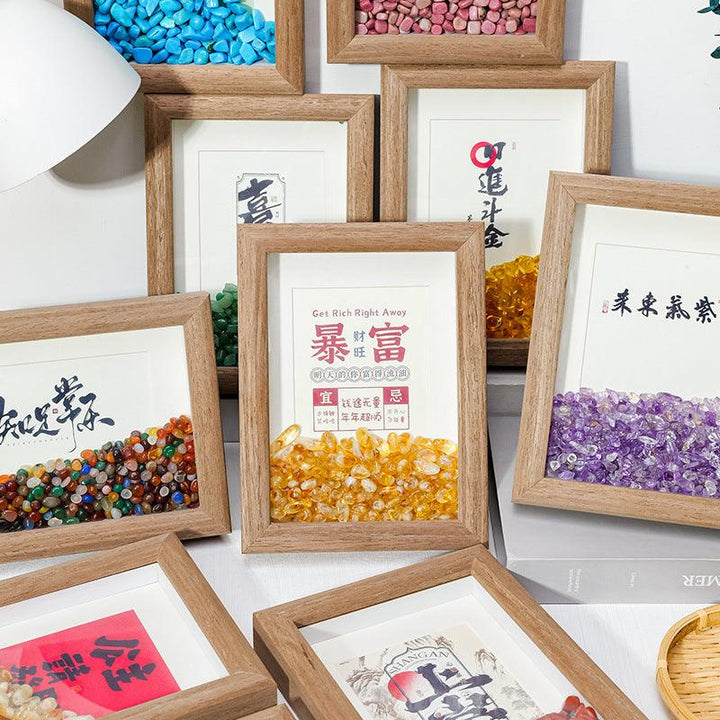 chinese feng shui crystal frame with calligraphy art