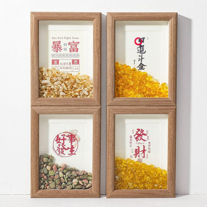 chinese feng shui crystal frame with calligraphy art