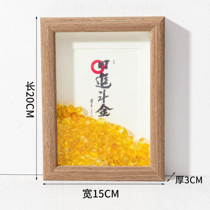 size of chinese feng shui crystal frame with calligraphy art