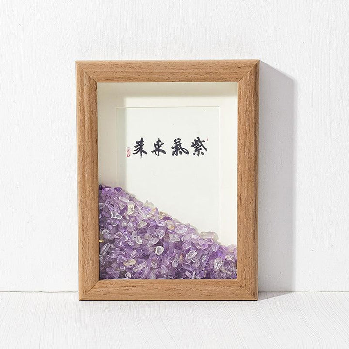 chinese feng shui amethyst crystal frame with calligraphy art