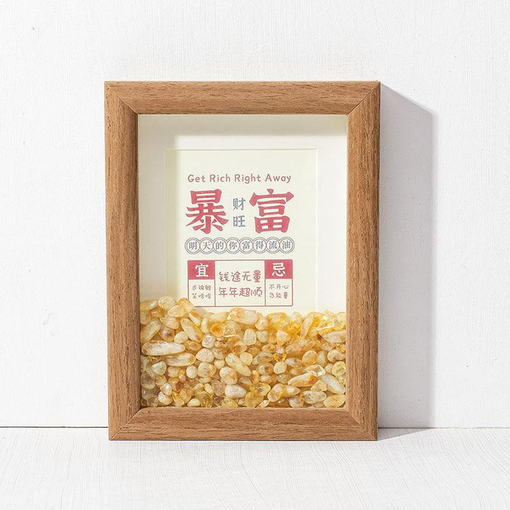 chinese feng shui citrine crystal frame with calligraphy art
