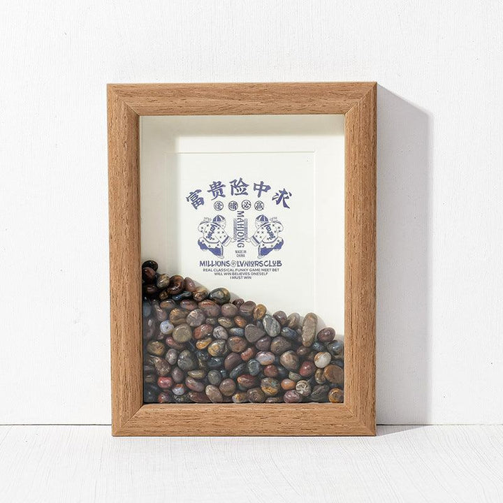chinese feng shui rainbow agate crystal frame with calligraphy art