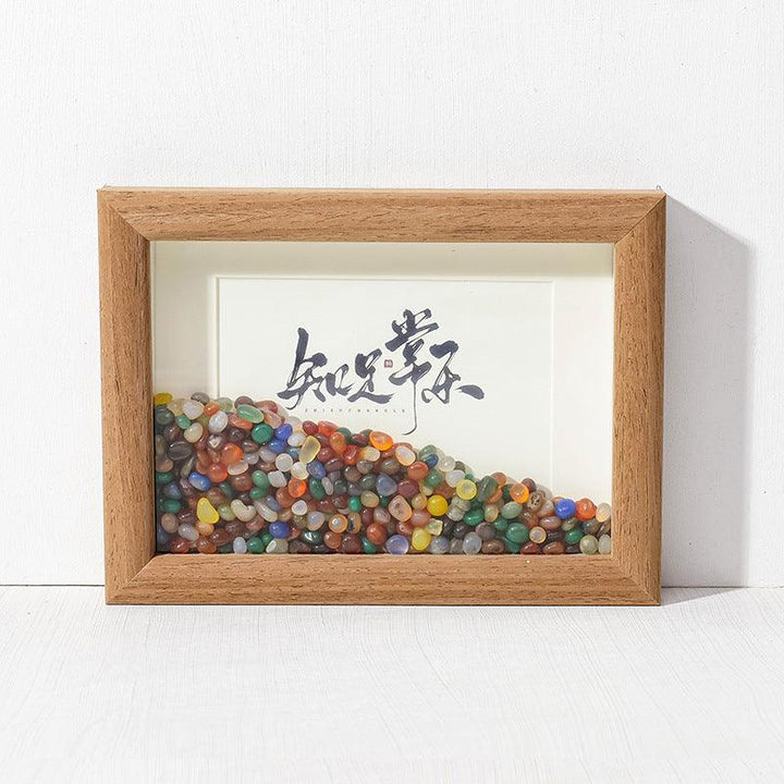 chinese feng shui rainbow crystal frame with calligraphy art
