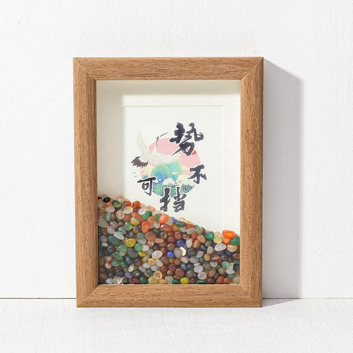 chinese feng shui rainbow crystal frame with calligraphy art