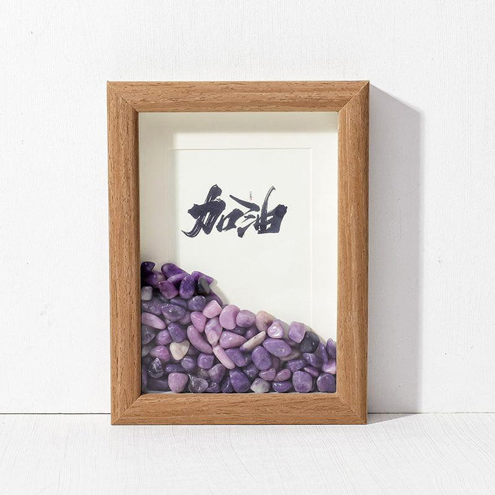chinese feng shui amethyst crystal frame with calligraphy art