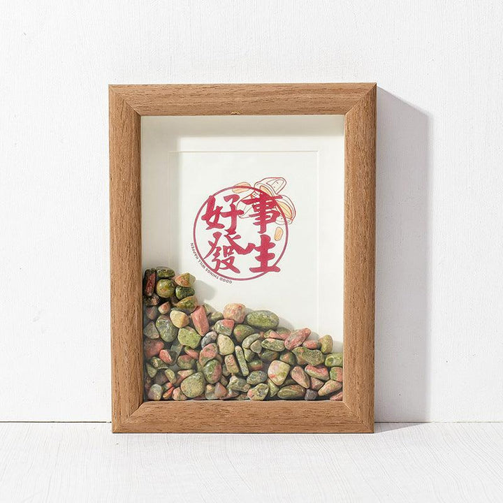 chinese feng shui Chrysoprase crystal frame with calligraphy art