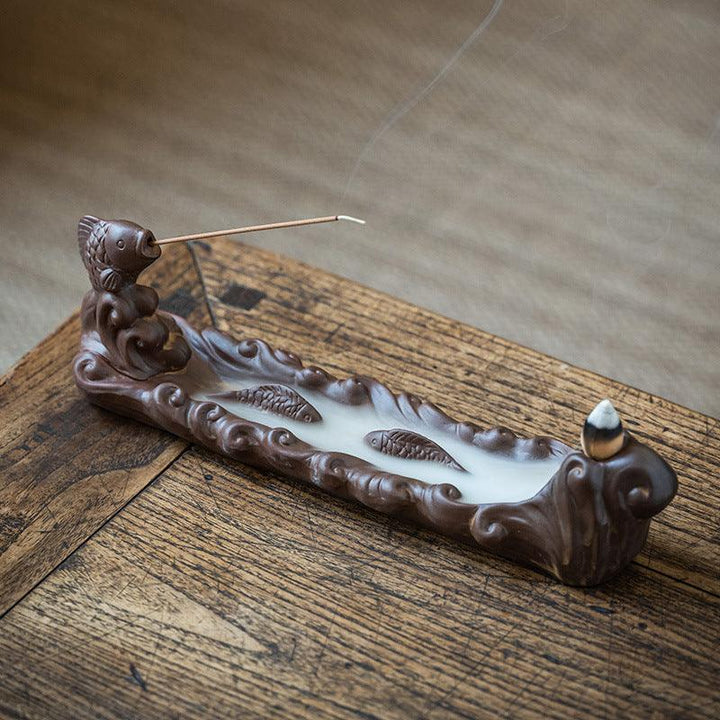 chinese zen garden office ceramic incense burner holder on the table