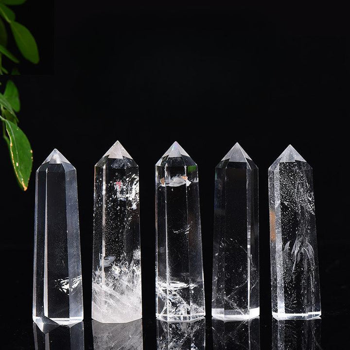 clear crystal tower feng shui hexagonal crystal raw stone tower on the table
