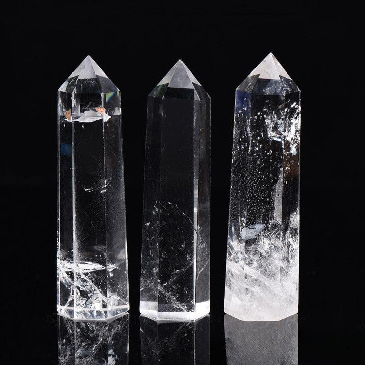 clear crystal tower feng shui hexagonal crystal raw stone tower on the table