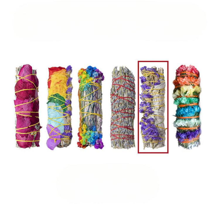 colorful floral petals white sage smudge sticks