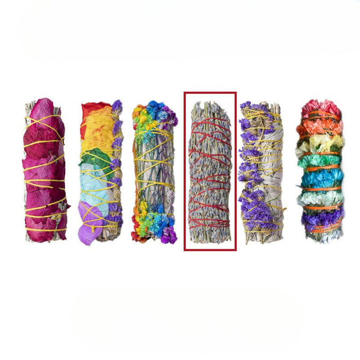 colorful floral petals white sage smudge sticks