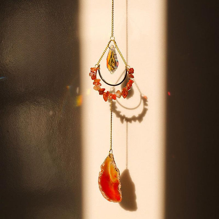 Red Agate crystal agate tree of life wind chime pendant