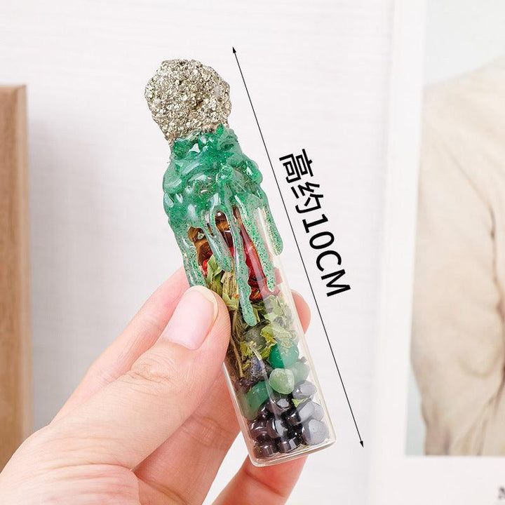 size of crystal and chalcopyrite magic bottle spell jar ornament