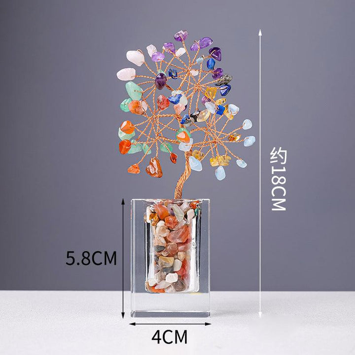 size of crystal bonsai tree with transparent glass bottle base