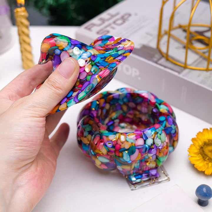 details of crystal chip resin halloween pumpkin ornament