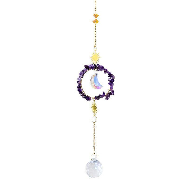 crystal energy stone sun and moon wind chime pendant