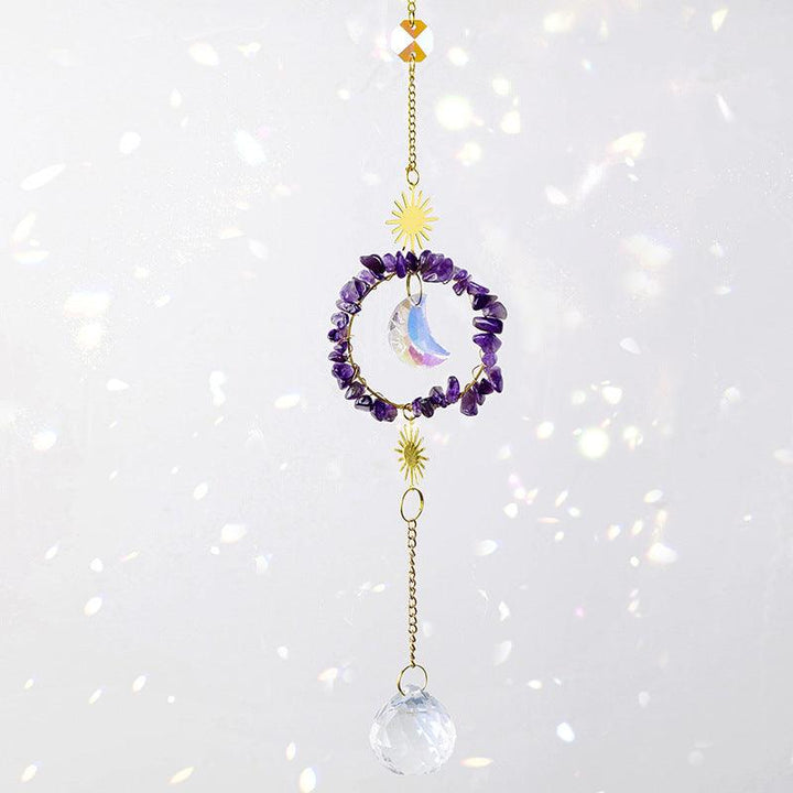 crystal energy stone sun and moon wind chime pendant