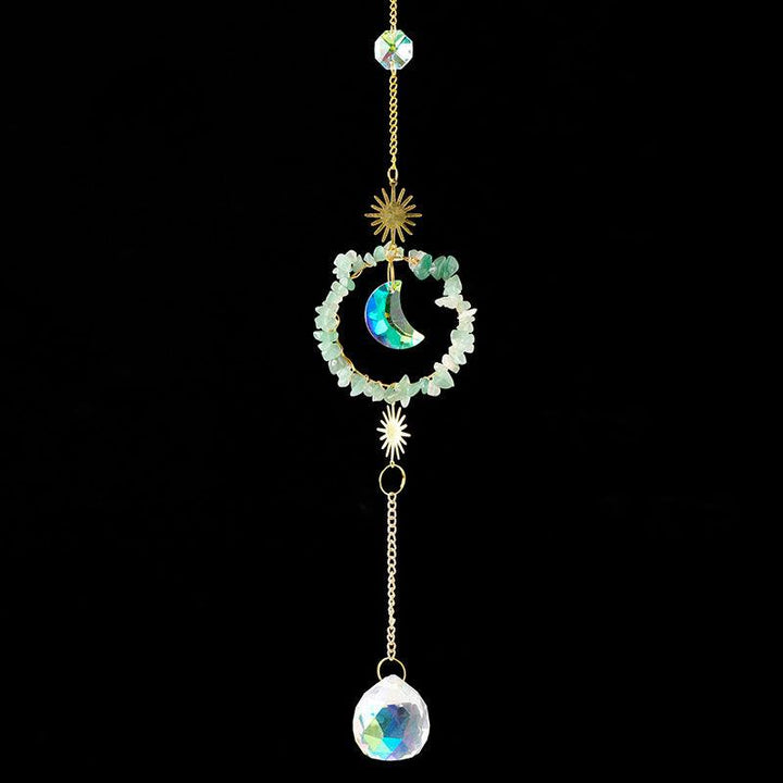 aventurine crystal energy stone sun and moon wind chime pendant