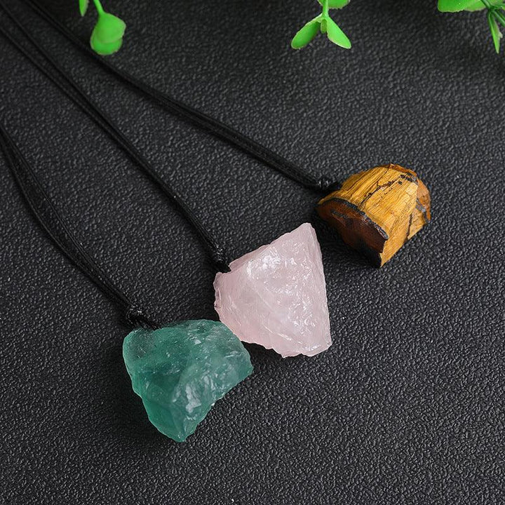 details of crystal healing gems irregular stone pendant necklace