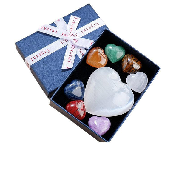 crystal heart gift set with colorful plaster heart