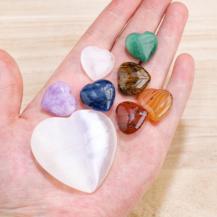 crystal heart gift set with colorful plaster heart