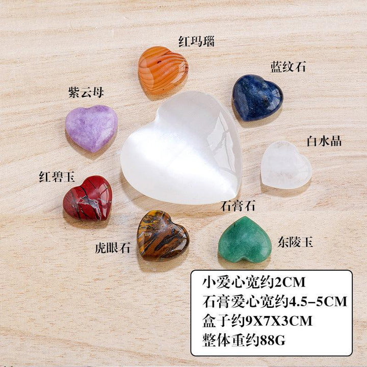 crystal heart gift set with colorful plaster heart